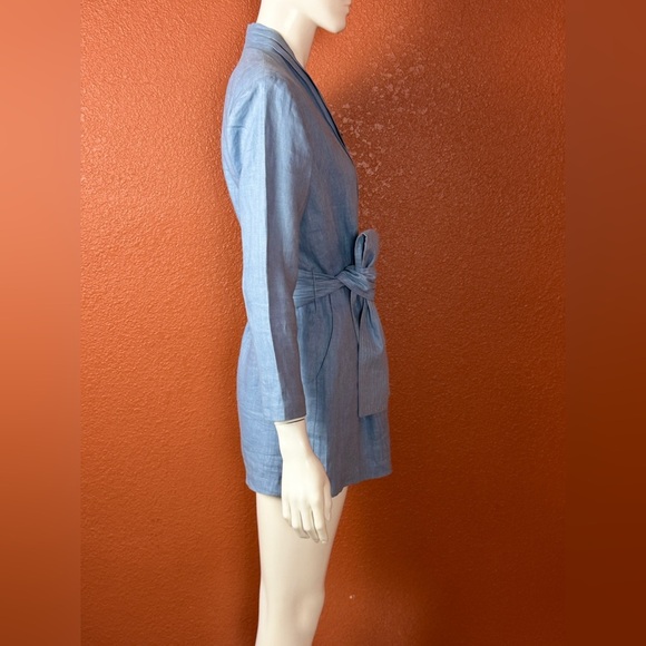 Karina Grimaldi Blue Linen Romper Women's Robe Size Small - Picture 9 of 12